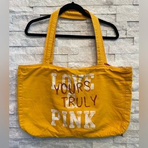 Reversible Victoria’s Secret PINK Yellow Gold & Pink Polka Dot Tote Bag